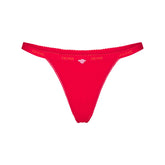 LIGHTWEIGHT COTTON LOGO PICOT THONG | RUBY TONAL