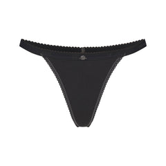 LIGHTWEIGHT COTTON LOGO PICOT THONG | SOOT