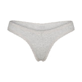 LIGHTWEIGHT COTTON POINTELLE LACE THONG | LIGHT HEATHER GREY