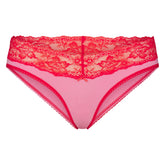 LIGHTWEIGHT COTTON WIDE LACE BRIEF | CARNATION CONTRAST