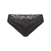 LIGHTWEIGHT COTTON WIDE LACE BRIEF | SOOT TONAL