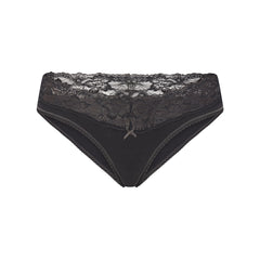 LIGHTWEIGHT COTTON WIDE LACE BRIEF | SOOT TONAL