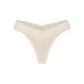 LIGHTWEIGHT COTTON WIDE LACE THONG | BUTTER TONAL
