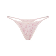 LIGHTWEIGHT COTTON POINTELLE LACE STRING THONG | BLOOM DAINTY FLORAL