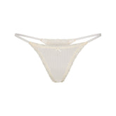 LIGHTWEIGHT COTTON POINTELLE LACE STRING THONG | MARBLE TONAL