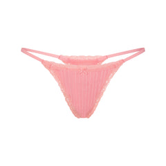 LIGHTWEIGHT COTTON POINTELLE LACE STRING THONG | MELON TONAL