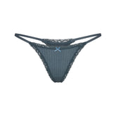 LIGHTWEIGHT COTTON POINTELLE LACE STRING THONG | ZIRCON TONAL