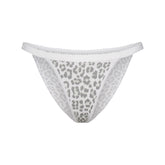 LIGHTWEIGHT COTTON LOGO PICOT STRING BIKINI | SNOW LEOPARD PRINT