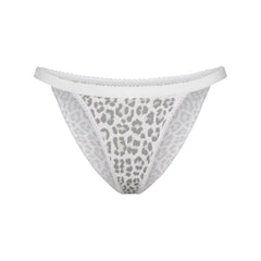 LIGHTWEIGHT COTTON LOGO PICOT STRING BIKINI | SNOW LEOPARD PRINT