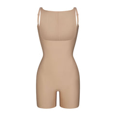 SKIMS BODY CORE SCULPT BACK SMOOTHING OPEN BUST MID THIGH BODYSUIT | CLAY