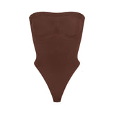 SEAMLESS SCULPT STRAPLESS THONG BODYSUIT | COCOA