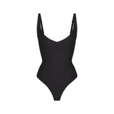 SKIMS BODY CORE SCULPT PLUNGE THONG BODYSUIT | ONYX