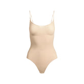 SHEER SEAMLESS THONG BODYSUIT | SAND