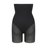 POWER MESH SHAPEWEAR CORE SCULPT HIGH-WAISTED MID THIGH SHORT | ONYX