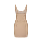POWER MESH SHAPEWEAR OPEN BUST SLIP DRESS | CLAY