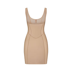 POWER MESH SHAPEWEAR OPEN BUST SLIP DRESS | CLAY