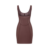 POWER MESH SHAPEWEAR OPEN BUST SLIP DRESS | COCOA