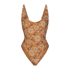 SIGNATURE SWIM SCOOP NECK ONE PIECE | ALMOND BANDANA