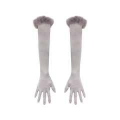SILK FEATHER TRIM GLOVES | MIRROR