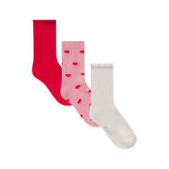 VALENTINES SOCK 3-PACK | HALITE LIPS PRINT MULTI