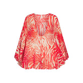 SWIM COVER-UPS SHEER MINI KAFTAN | CARMINE ZEBRA PRINT