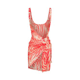 SWIM COVER-UPS SHEER OPEN FRONT SARONG | CARMINE ZEBRA PRINT