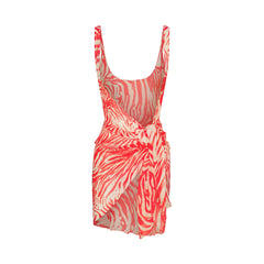 SWIM COVER-UPS SHEER OPEN FRONT SARONG | CARMINE ZEBRA PRINT