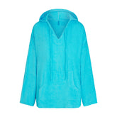 TERRY COVER-UPS OVERSIZED HOODIE | CYAN
