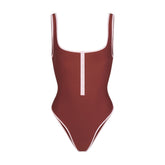 SIGNATURE SWIM SNAP FRONT ONE PIECE | HENNA CONTRAST