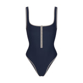 SIGNATURE SWIM SNAP FRONT ONE PIECE | NAVY CONTRAST