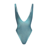 SIGNATURE SWIM PLUNGE ONE PIECE | CYAN FK OMBRE PRINT