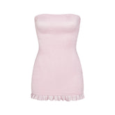 SATIN SWIM SMOCKED MINI DRESS | CHERRY BLOSSOM