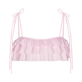 SATIN SWIM RUFFLE BIKINI TOP | CHERRY BLOSSOM