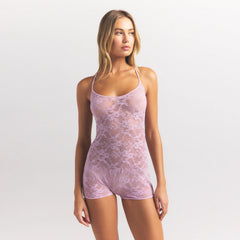 STRETCH LACE LOW BACK ONESIE | BABY PINK