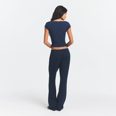COTTON JERSEY SCOOP NECK T-SHIRT | NAVY