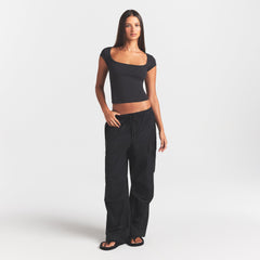COTTON JERSEY SCOOP NECK T-SHIRT | SOOT
