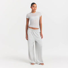 SHEER RIB T-SHIRT | LIGHT HEATHER GREY
