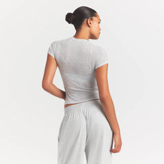 SHEER RIB T-SHIRT | LIGHT HEATHER GREY