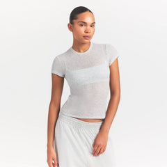 SHEER RIB T-SHIRT | LIGHT HEATHER GREY