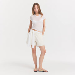 SHEER RIB T-SHIRT | SNOW