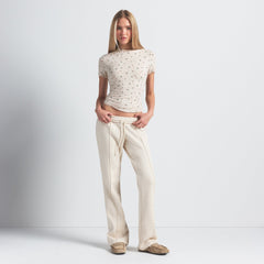 COTTON JERSEY T-SHIRT | OATMEAL HEATHER HOLLY PRINT