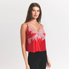 SILK LACE CAMI | RUBY CONTRAST