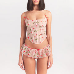 EMBROIDERED TULLE CORSET | PRIMROSE CHERRY TULLE