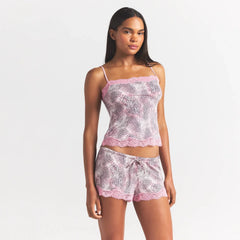 SKIMS SLEEP LACE CAMI AND SHORT SET | BLOOM MINI MULTI ANIMAL