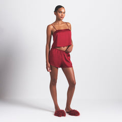 WOVEN SHINE CAMI AND SHORT SLEEP SET | BRICK