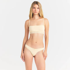 LIGHTWEIGHT COTTON LACE THONG | BUTTER TONAL