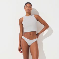 LIGHTWEIGHT COTTON LACE THONG | LIGHT HEATHER GREY