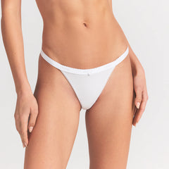 LIGHTWEIGHT COTTON LOGO PICOT THONG | SNOW