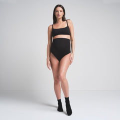 COTTON JERSEY MATERNITY HIGH-WAISTED THONG | SOOT