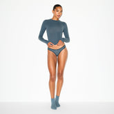 LIGHTWEIGHT COTTON POINTELLE LACE THONG | ZIRCON TONAL